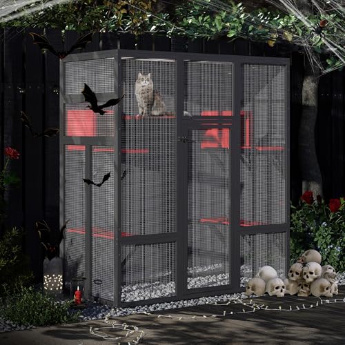 COZIWOW 70 Inches Wooden Catio Outdoor Cat Enclosure with Waterproof Roof I9907