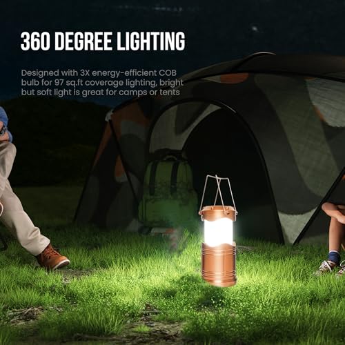 Lichamp LED Camping Lantern 4 Pack, Battery Powered Portable Hanging Light X975