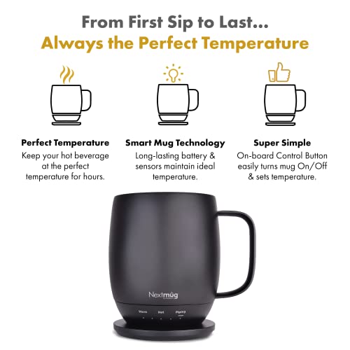 Nextmug Self-Heating Coffee Mug, 14 oz, Burgundy W7807