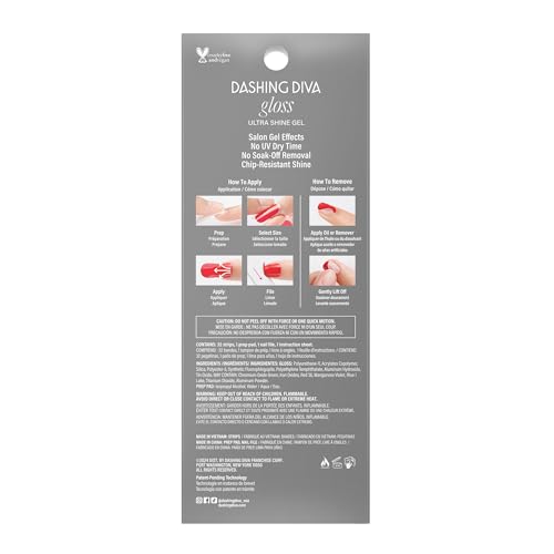 Dashing Diva Gloss Nail Strips Santa Baby - Gel Nail Stickers, 32 Count R845