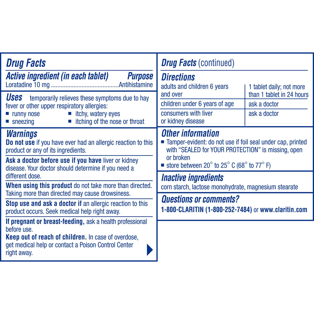 CLARITIN 24 Hour Non Drowsy 10 mg Allergy Relief Tablets, 70 Count (Pack of 2) Z187790