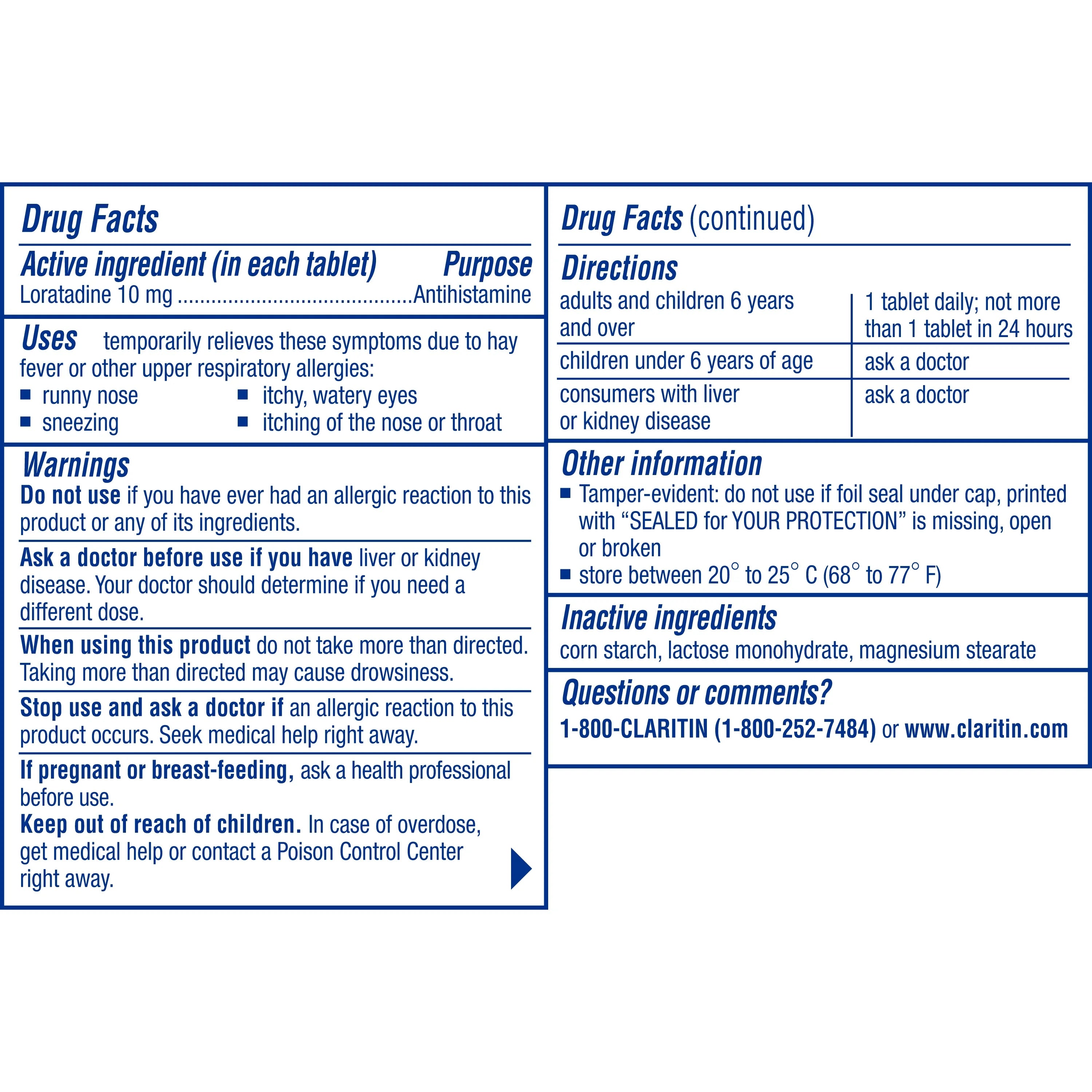 CLARITIN 24 Hour Non Drowsy 10 mg Allergy Relief Tablets, 70 Count (Pack of 2) Z187790