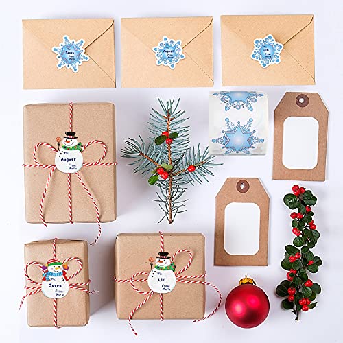 300 Pcs Christmas Snowman Snowflake Roll Stickers for Gift Wrapping E6930