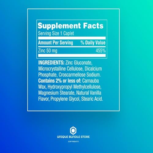 Zinc 50mg, 200 Caplets Dietary Supplement with 7 Day Pill Organizer (Pack of 3) F7652