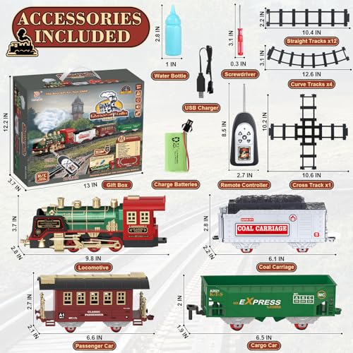 Kids Electric Train Set with Remote Control, Lights and Sounds X845180