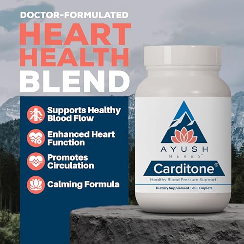 Ayush Herbs Carditone Natural Heart Health Supplement for Women & Men, 60 Vegetarian Caplets Q807002