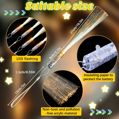 Kasyat 10 Pieces LED Fiber Optic Glow Wands for Party Favors P397