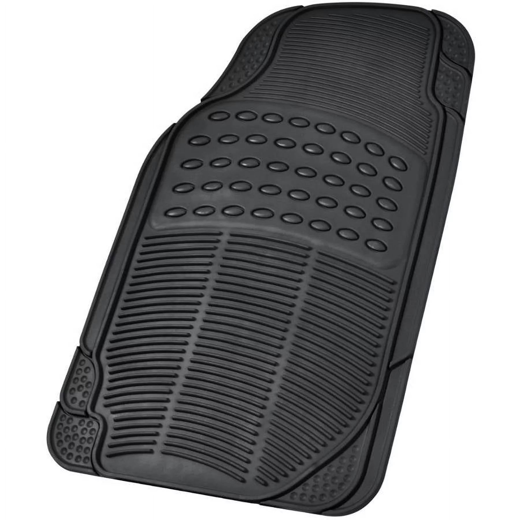 BDK Front Car Rubber Floor Mats 2-Piece Black Beige Gray Heavy Duty V735