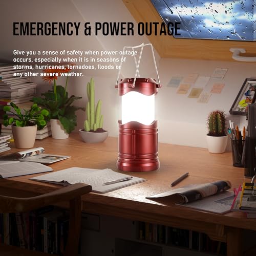 Lichamp LED Camping Lantern 4 Pack, Battery Powered Portable Hanging Light X975