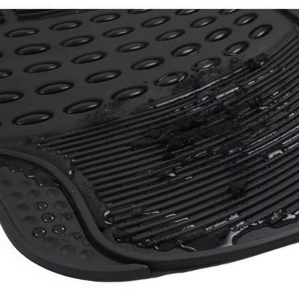 BDK Front Car Rubber Floor Mats 2-Piece Black Beige Gray Heavy Duty V735