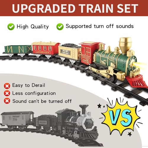 Electric Christmas Train Set with Lights and Sounds for Kids Y77468