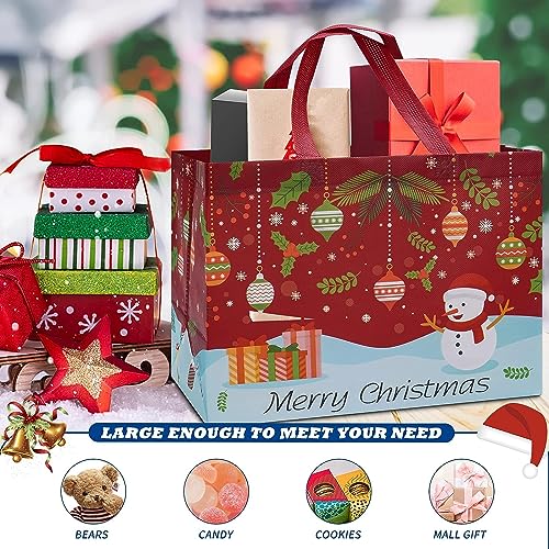 24 Pack Christmas Gift Bags Assorted Sizes with Handle, Non-Woven Reusable Tote I711017