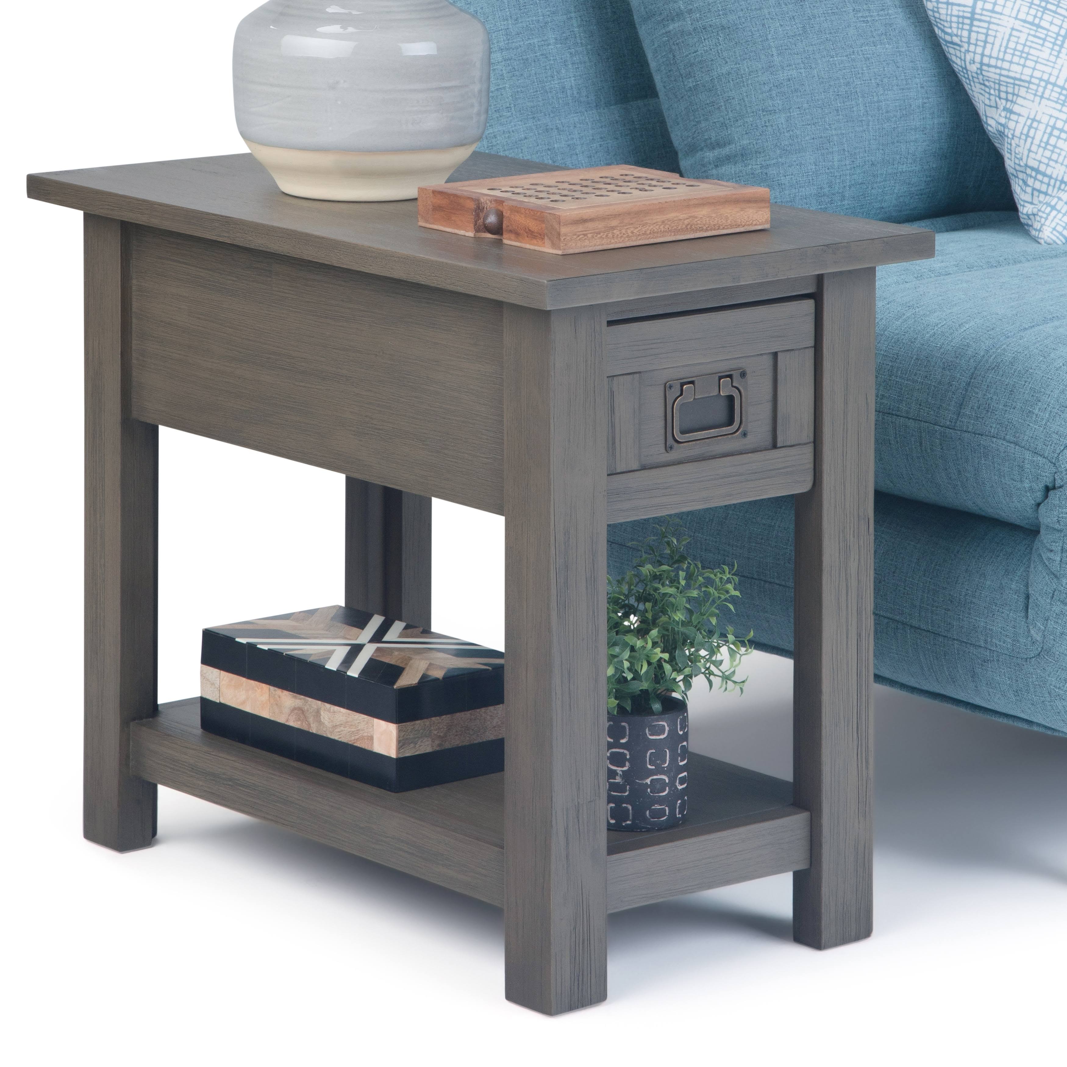 Wyndenhall Garret Solid Acacia Wood 14 inch Wide Rectangle Rustic Contemporary Narrow Side Table - 14x22 W x 24x22 D x 20x22 H