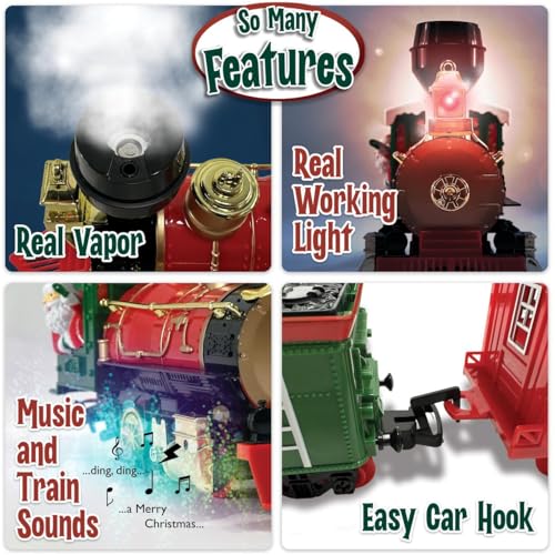 Christmas Train Set with Lights, Music, Sounds and Steam for Kids Ages 3+ E3791