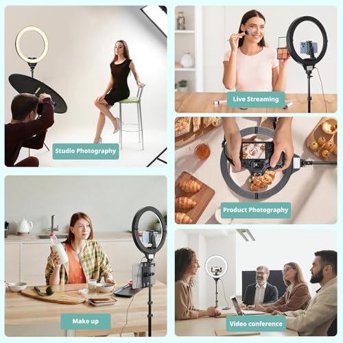 Aureday 14'' Selfie Ring Light with 62'' Tripod Stand and Phone Holder W597
