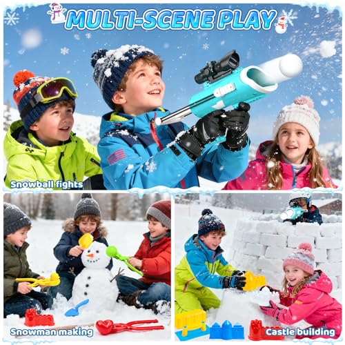 DISHIO Snowball Maker Kit with Blaster Launcher, Duck Clips, Molds, Shovel & Carry Bag G9242