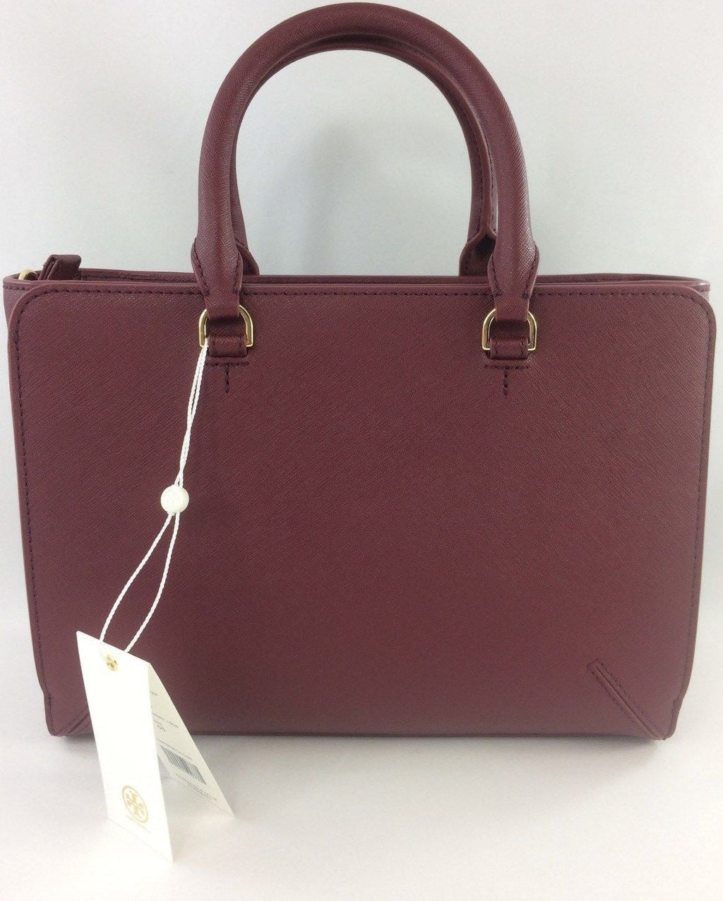 Tory Burch Emerson Small Zip Tote Leather Handbag Imperial Garnet L686590