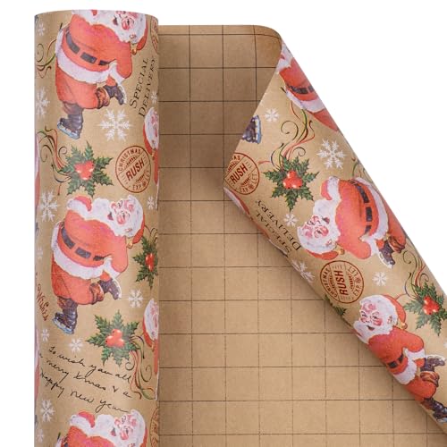 RUSPEPA Christmas Wrapping Paper Jumbo Roll Kraft Paper, Christmas Tree Design, 30 in x 100 ft U53088