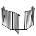 Jaxpety Fireplace Fence Safety Gates 5 Panel Hearth Gate Pet Gate Guard Metal Plastic Screen, Black, Size: 5-Panel - Megean