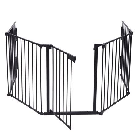 Jaxpety Fireplace Fence Safety Gates 5 Panel Hearth Gate Pet Gate Guard Metal Plastic Screen, Black, Size: 5-Panel - Megean