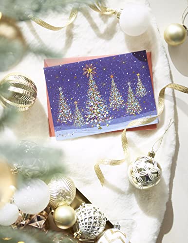 Papyrus Boxed Christmas Cards with Envelopes, Christmas Trees, 14-Count C8880