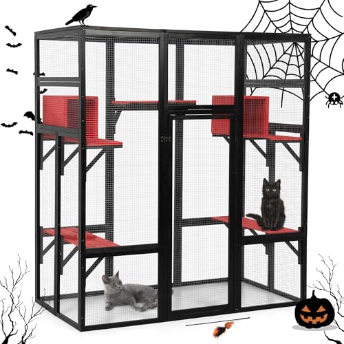 COZIWOW 70 Inches Wooden Catio Outdoor Cat Enclosure with Waterproof Roof I9907