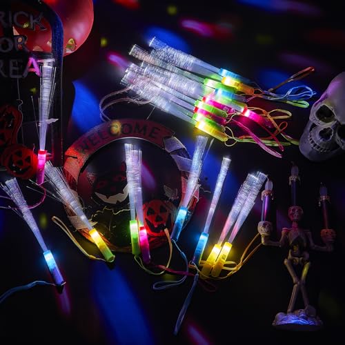 Kasyat 10 Pieces LED Fiber Optic Glow Wands for Party Favors P397