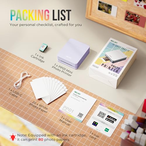 Nelko PP01 Portable Mini Photo Printer for iOS & Android, White Z15552