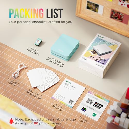 Nelko PP01 Portable Mini Photo Printer for iOS & Android, White Z15552