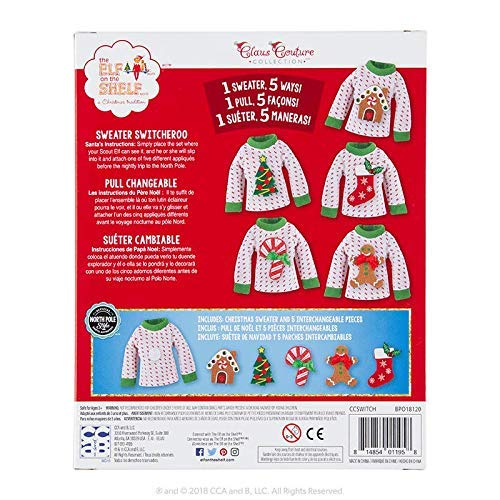 Elf On The Shelf Boy with Ugly Sweater Set - Blue Eyed Boy Elf Doll with 5 Velcro Christmas Accessories Y182