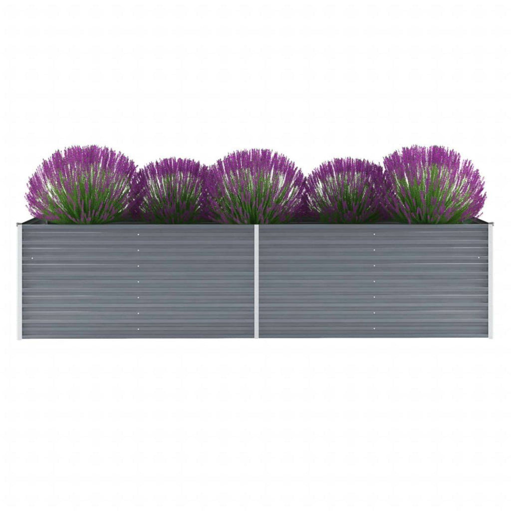 vidaXL Garden Raised Bed Galvanized Steel 126x22x31.5x22x31.3x22 Gray