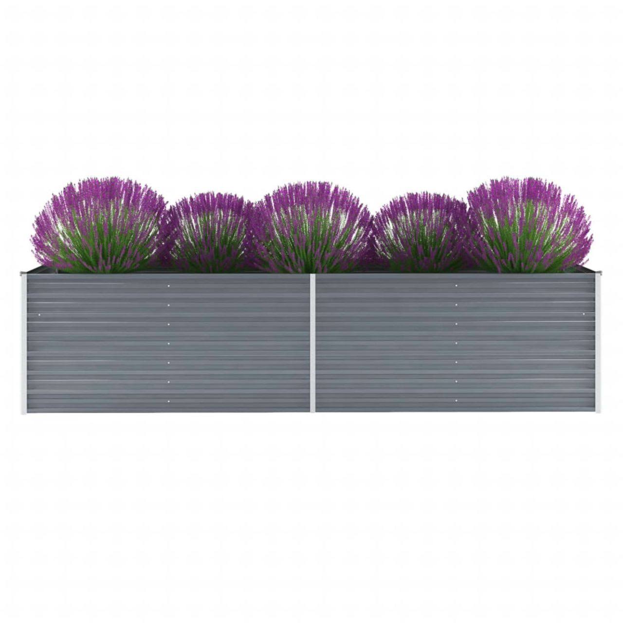 vidaXL Garden Raised Bed Galvanized Steel 126x22x31.5x22x31.3x22 Gray