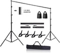 10ft Adjustable Background Support Stand Photography Video Studio Backdrop Kit, 4 Backdrop Clamps, 2 Sandbags for Wedding Party Stage Decoration Black