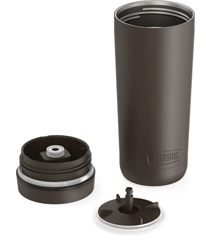 THERMOS ALTA SERIES Stainless Steel Tumbler 18 oz, Matte Steel/Espresso Black U63813