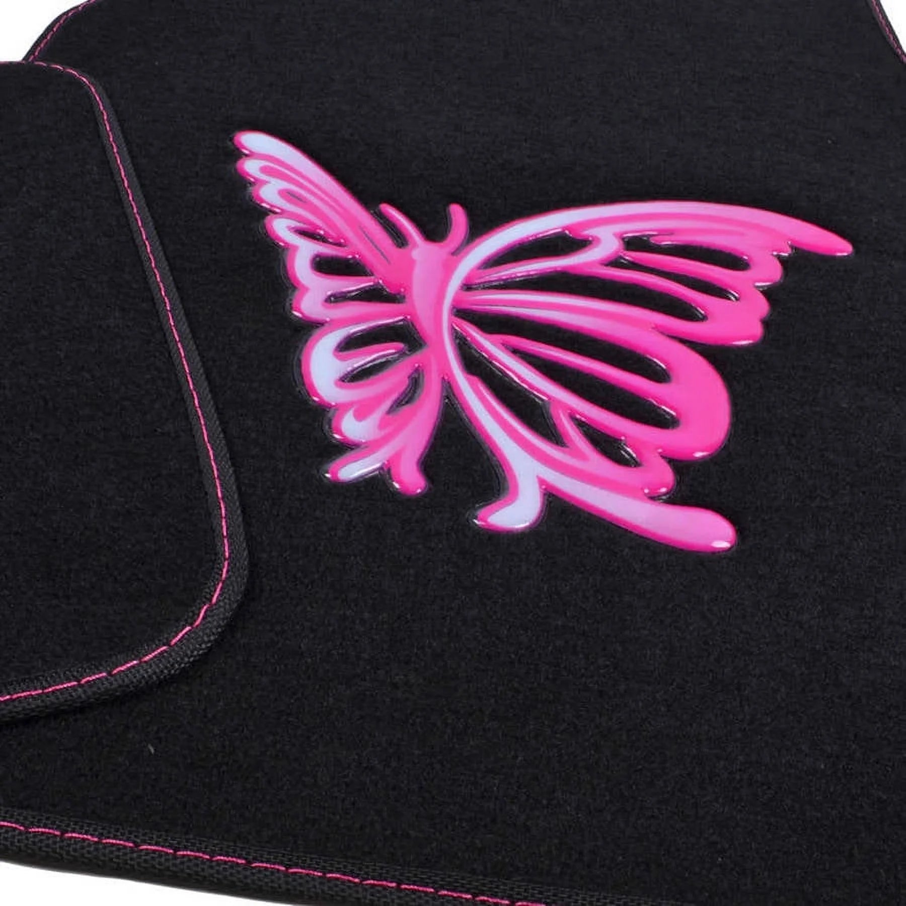 BDK Pink Butterfly Car Floor Mats Full Set Rubber Backing H618864