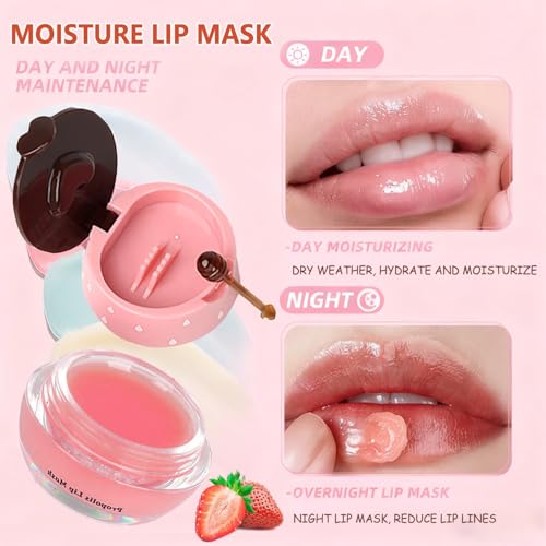 6 PCS Bee Lip Balm Mask Honey Pot, Moisturizing Overnight Lip Care M561365