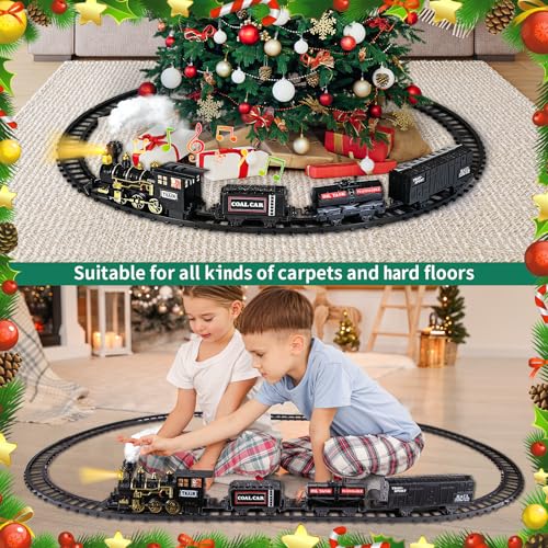 Kids Train Set with Steam Locomotive, Sounds & Lights for Boys Girls Ages 3-8 N4969