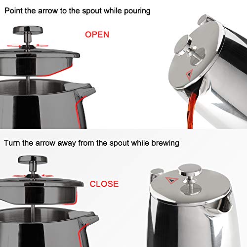 Secura French Press Coffee Maker, 50-Ounce, 304 Stainless Steel Insulated Z9306