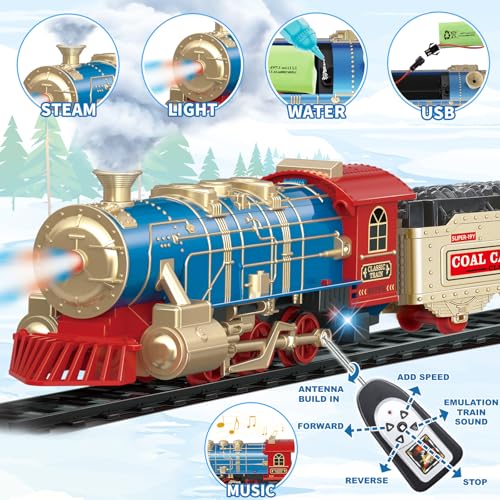 Kids Electric Train Set with Remote Control, Lights and Sounds X845180