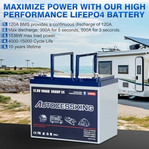 12V 100Ah BCI Group 24 LiFePO4 Battery with Low-Temp Protection F4727