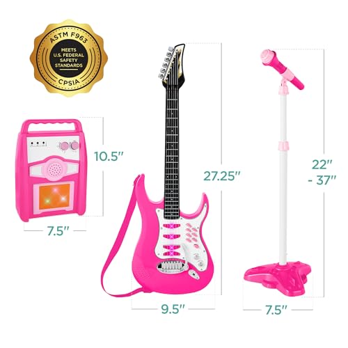 Kids Electric Musical Guitar Play Set Toy Starter Kit with Microphone and Amp - Blue B982