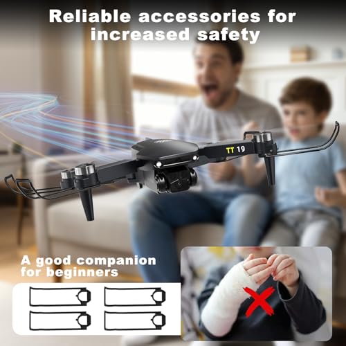 TT19 Foldable 1080P Camera Drone for Adults, Brushless Motor RC Quadcopter, Orange E4143