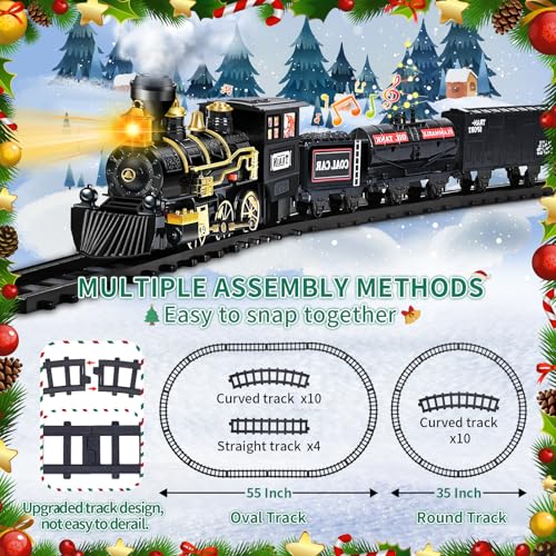 Kids Train Set with Steam Locomotive, Sounds & Lights for Boys Girls Ages 3-8 N4969