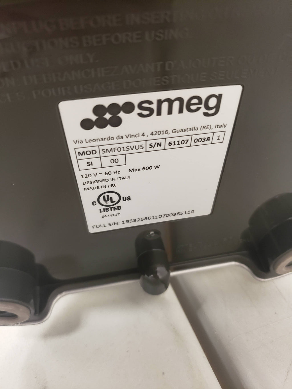 Smeg 50s Style Stand Mixer Silver K8745