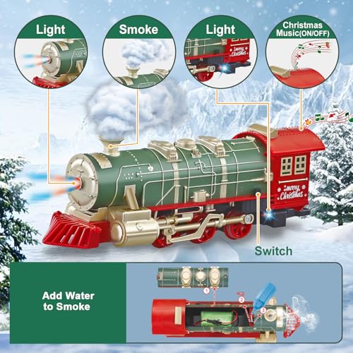 Electric Christmas Train Set with Lights and Sounds for Kids Y77468
