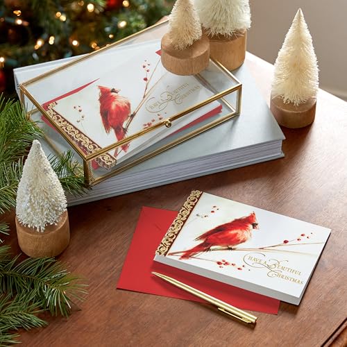 Hallmark Boxed Christmas Cards, Painted Cardinal (40 Cards with Envelopes) O254
