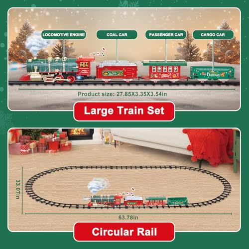 Electric Christmas Train Set with Lights and Sounds for Kids Y77468