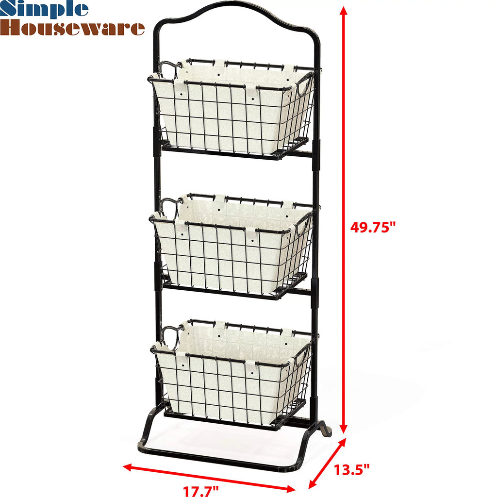 SimpleHouseware 3-Tier Wire Fruit Basket Stand, Black K8545