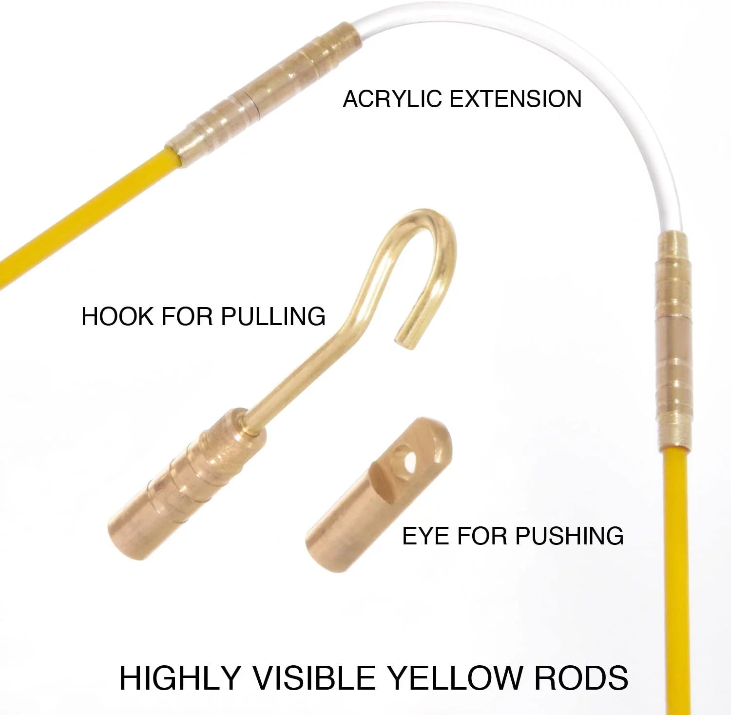 Ram-Pro 33-Feet Fiberglass Fish Tape Cable Rods, Electrical Wire Pulling Kit H77567