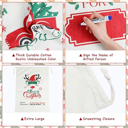 CCINEE 3Pack Christmas Santa Sacks Gift Bags with Drawstring Large Burlap M316521
